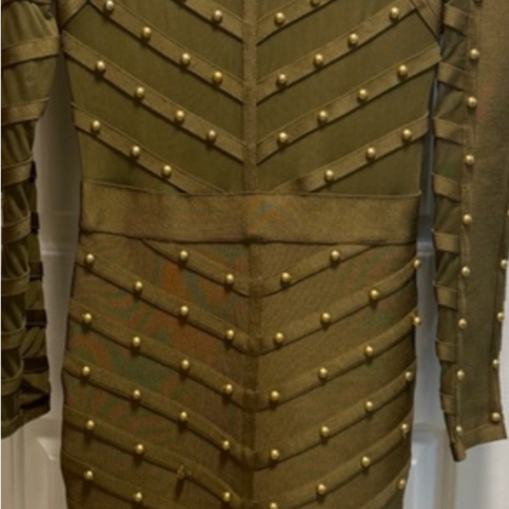 Miss Circle sheer top bodycon studded dress - Picture 3 of 12